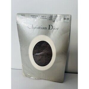 Vintage Christian Dior Pantyhose Graphite Grey Dior Dot  Crotch Sandal foot NOS